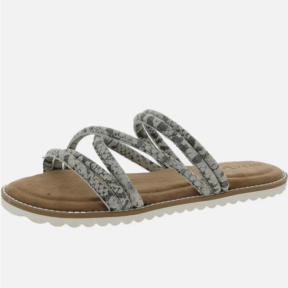 Diba True Cedar Cove Gray‎ Snake Leather Strappy Slide Sandals Size 7.5 Womens - Picture 3 of 13